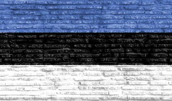 旧レンガの壁にエストニアのカラフルな塗装国旗 イラスト — ストック写真