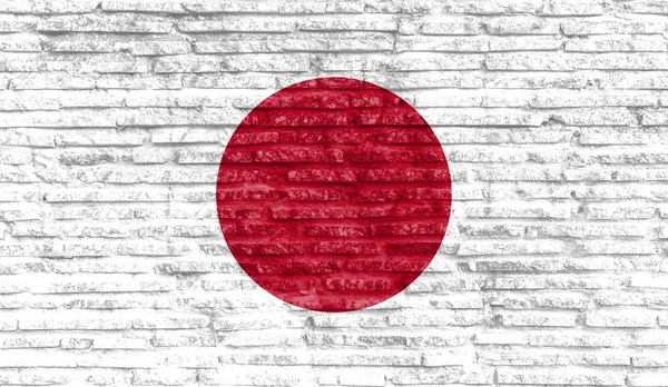 Kleurrijke Beschilderde Nationale Vlag Van Japan Oude Bakstenen Muur Illustratie — Stockfoto