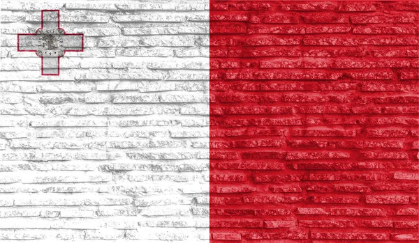 Bunt Bemalte Nationalflagge Maltas Alter Ziegelmauer Illustration — Stockfoto