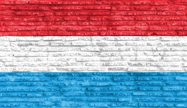 Bandeira Nacional Pintada Colorida Luxemburgo Parede Velha Tijolo Ilustração — Fotografia de Stock