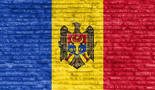 Colorful Painted National Flag Moldova Old Brick Wall Illustration — Stock Photo, Image