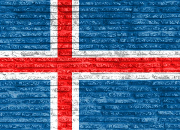 Старовинній Цегляній Стіні Розфарбований Національний Прапор Ісландії Приклад — стокове фото