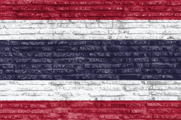 Bunt Bemalte Nationalflagge Thailands Alter Ziegelwand Illustration — Stockfoto