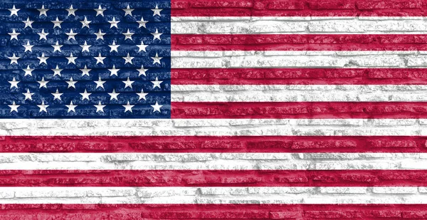 Colorful Painted National Flag Usa Old Brick Wall — Stock Photo, Image