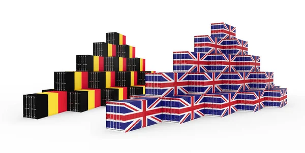 3d Illustration of Cargo Container with Belgium Flag on white ba — стокове фото