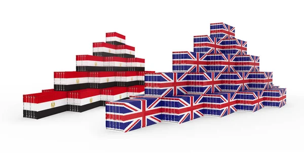 3D Illustration des Frachtcontainers mit ägyptischer Flagge auf weißer Rückseite — Stockfoto