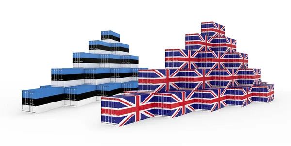 3D Illustration des Frachtcontainers mit estnischer Flagge auf weißem Ba — Stockfoto