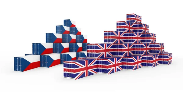 3D Illustration of Cargo Container with Czech Republic Flag on w — Stock Photo, Image