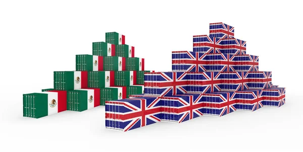 3d Illustration of Cargo Container with Mexico Flag on white bac — стокове фото