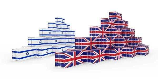 Beyaz torba üzerinde İsrail Bayrağı olan 3D Kargo Konteynırı — Stok fotoğraf