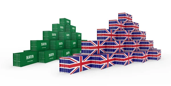 3d Illustration of Cargo Container with Saudi Arabia Flag on whi — стокове фото