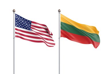 Litvanya bayrağı rüzgarda dalgalanıyor. Arkaplan dokusu. 3d rende