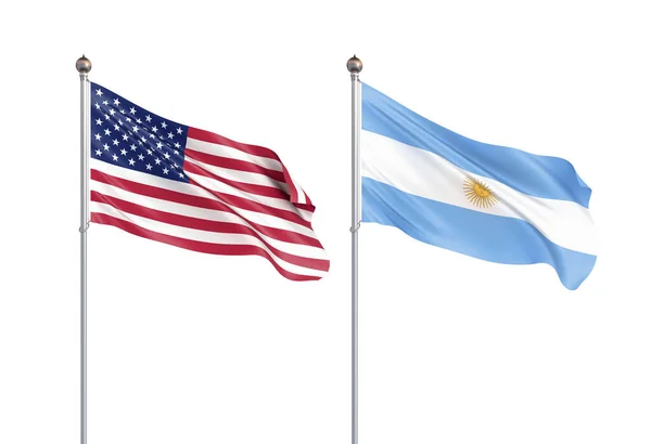 Argentína zászlaját fújja a szél. Háttértextúra. 3d rende — Stock Fotó