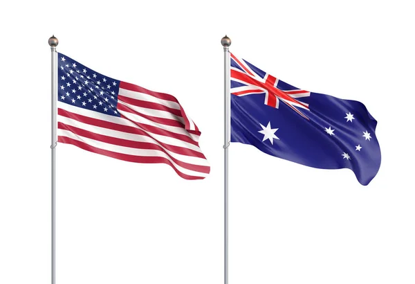 Australien flagga blåser i vinden. Bakgrundskonsistens. 3d rende — Stockfoto