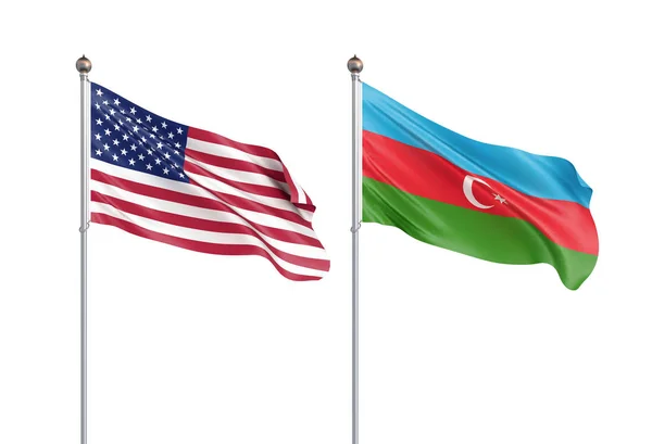 Bandera de Azerbaiyán soplando en el viento. Textura de fondo. 3d rend — Foto de Stock