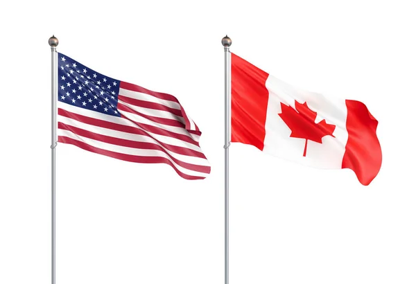 Mengibarkan bendera Kanada. Ilustrasi 3d untuk rancanganmu. ��� Illustr — Stok Foto