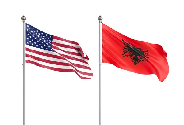 알바니아의 국기가 바람에 날리고 있습니다. 배경 질감. 3d 렌 데리 — 스톡 사진