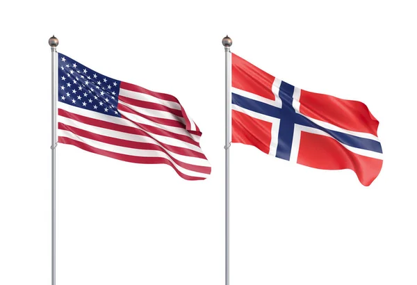 Норвезький прапор дме вітром. Фонова текстура. 3d рендерин — стокове фото