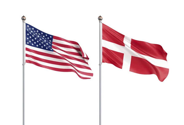 Le drapeau du Danemark souffle dans le vent. Texture de fond. 3d illistr — Photo