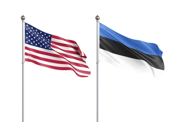 Bandeira da Estónia a soprar ao vento. Textura de fundo. Renderi 3d — Fotografia de Stock