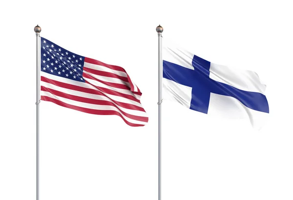 Прапор Фінляндії дме на вітрі. Фонова текстура. 3D-візуалізації — стокове фото
