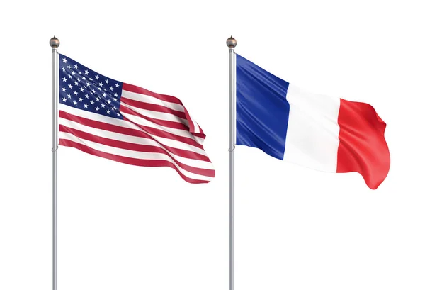 France flag blowing in the wind. Background texture. 3d renderin — Stock Photo, Image