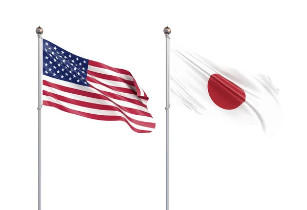 Japonya bayrağı rüzgarda dalgalanıyor. Arkaplan dokusu. 3d oluşturma — Stok fotoğraf