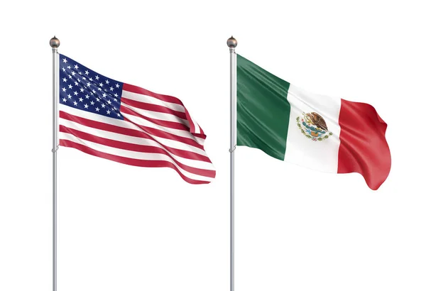 Mexikói zászló fúj a szélben. Háttértextúra. 3d renderin — Stock Fotó