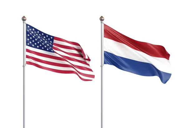 Netherlands flag blowing in the wind. Background texture. 3d ren — Stock Photo, Image