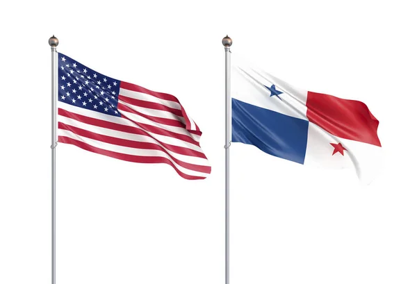Bandera de Panamá soplando en el viento. Textura de fondo. 3d renderina —  Fotos de Stock