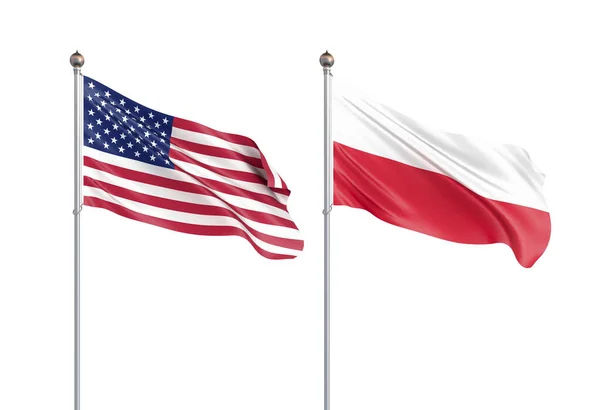 Bandeira da Polónia a soprar ao vento. Textura de fundo. Renderina 3d — Fotografia de Stock