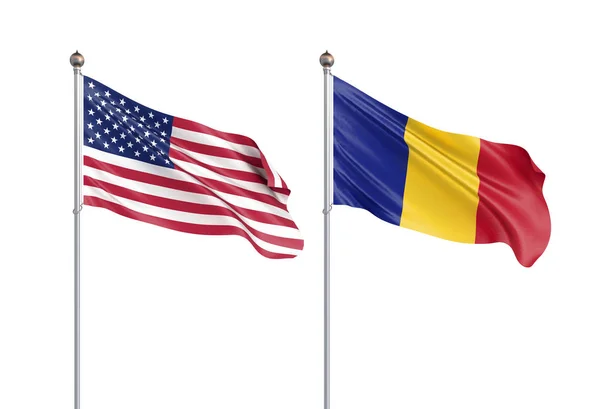 罗马尼亚国旗在风中飘扬.背景纹理。布加勒斯特, — 图库照片