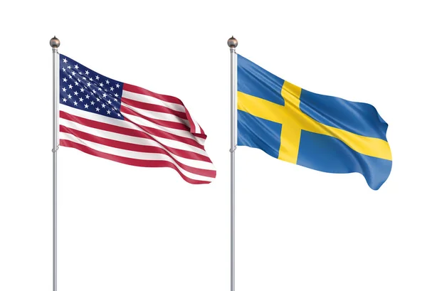 Bandera de Suecia soplando en el viento. Textura de fondo. 3d renderina —  Fotos de Stock