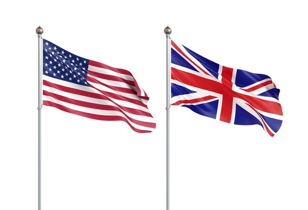 Bandeira ondulada do Reino Unido. Ilustração da cooperação europeia — Fotografia de Stock