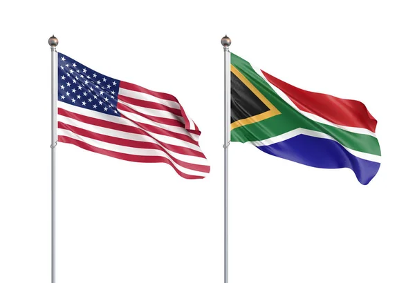 南アフリカの国旗が風に吹かれて。背景の質感。3D — ストック写真