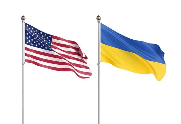 Die ukrainische Flagge weht im Wind. Hintergrundtextur. 3D-Renderi — Stockfoto