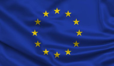 El sallayan bayrak. İpek, saten kumaş. 3d Görüntü.