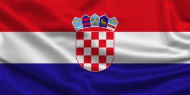 El sallayan bayrak. İpek, saten kumaş. 3d Görüntü.