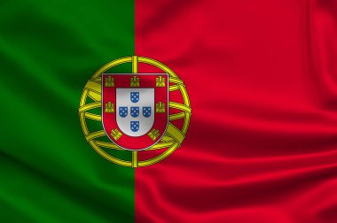 El sallayan bayrak. İpek, saten kumaş. 3d Görüntü.