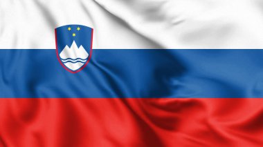 Slovenya bayrağı rüzgarda dalgalanıyor. Arkaplan dokusu. 3d Görüntü.
