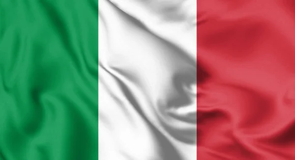 Итальянский Флаг Дующий Ветру Фон Текстуры Место — стоковое фото