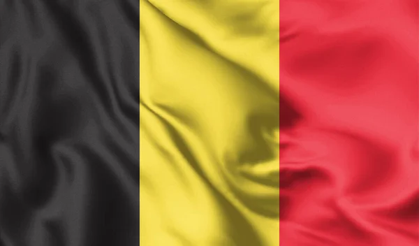 Belgische Flagge Weht Wind Hintergrundtextur Brüssel Belgien Illustration — Stockfoto