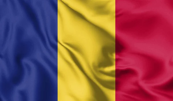 罗马尼亚国旗在风中飘扬 背景纹理 罗马尼亚布加勒斯特 3D说明 — 图库照片