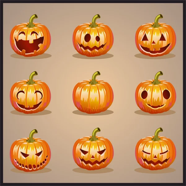 Pompoenen instellen voor Halloween. Vectorillustratie. — Stockvector