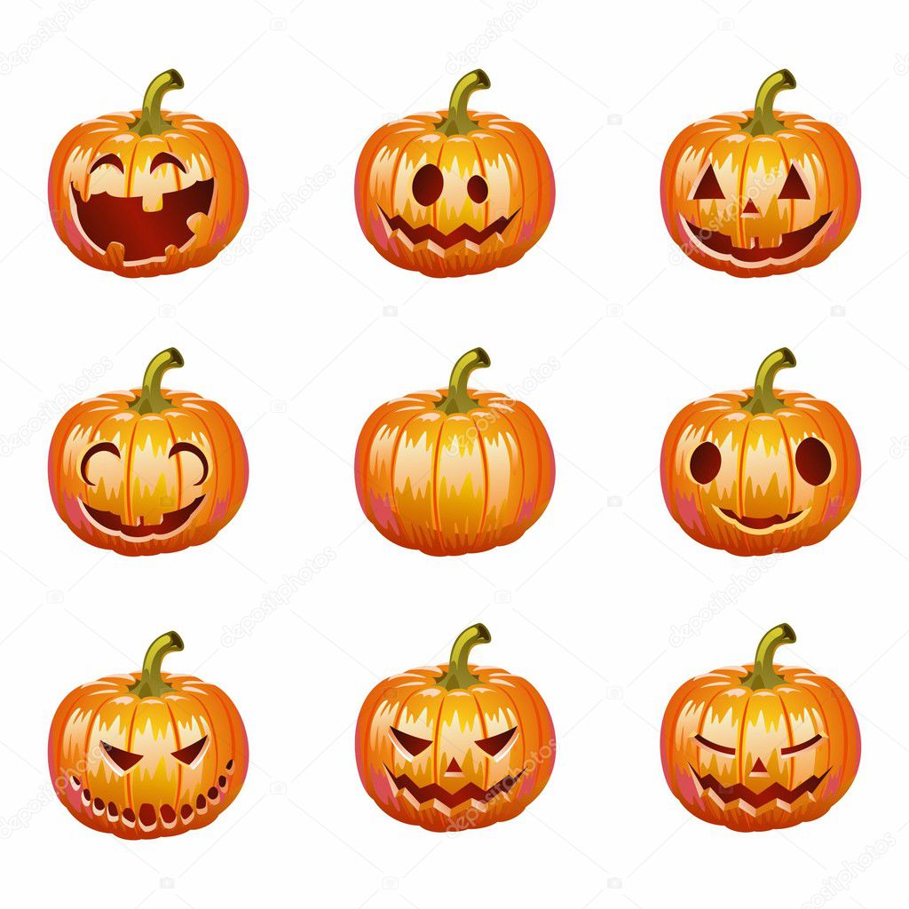 Set pumpkins for Halloween. Vector illustration.