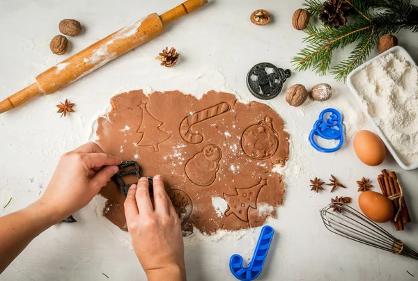 Mädchen beim Kochen traditioneller Weihnachtslebkuchen — Stockfoto