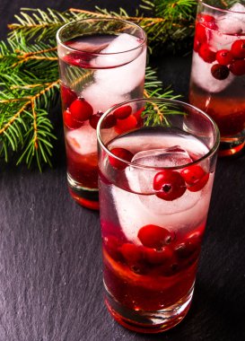 Buz ve kızılcık votka kokteyl serinletici