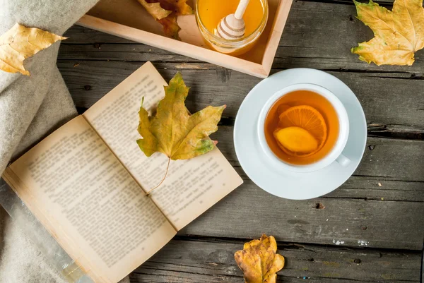 A cup of hot tea with lemon and ginger — Stock Photo, Image