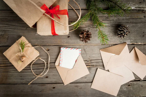 Gift wrapping and letters, cards for Christmas greetings. Envelo