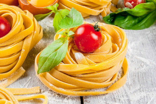 Home made raw uncooked pasta